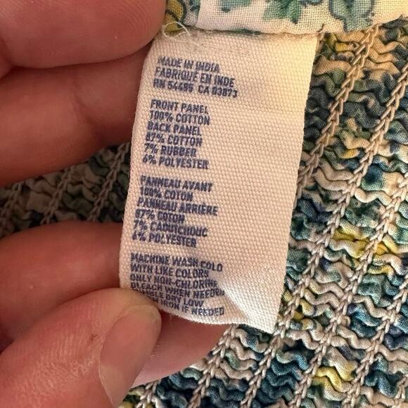 American Eagle Light Wash Denim Crop Top Bustier Size XS/S Ruched Floral - Picture 4 of 6